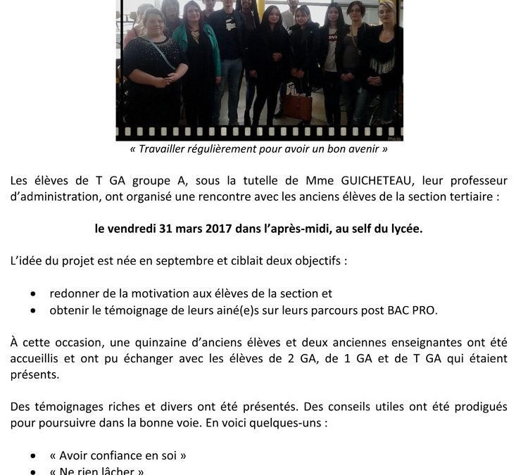 Projet Anciens élèves TGA